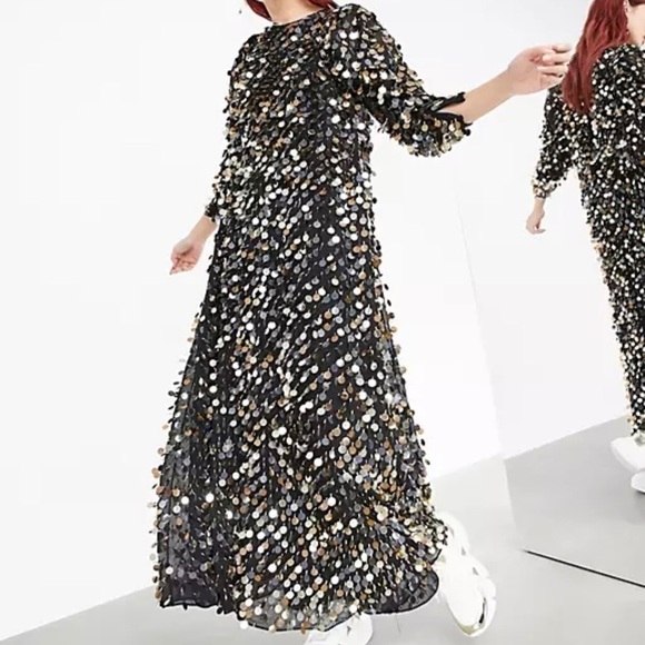 Asos‎ Edition Drape Sleeve Sequin Droplet Dress